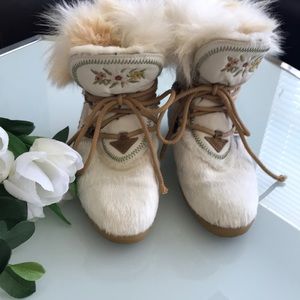 Tecnica Fur & Suede Boots W/ Embroidery Detail